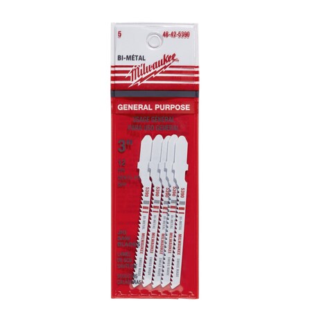 Milwaukee Tool 3 in. 12 TPI Bi-Metal Jig Saw Blade, 5PK 48-42-5390